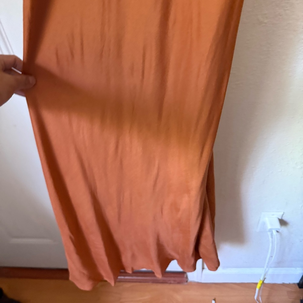 LILY ASHWELL for shabby chic rust orange v neck draped slip maxi dress - Picture 4 of 7